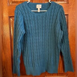 St John’s Bay XXL Blue Cable Knit Pullover Sweater Crew Neck